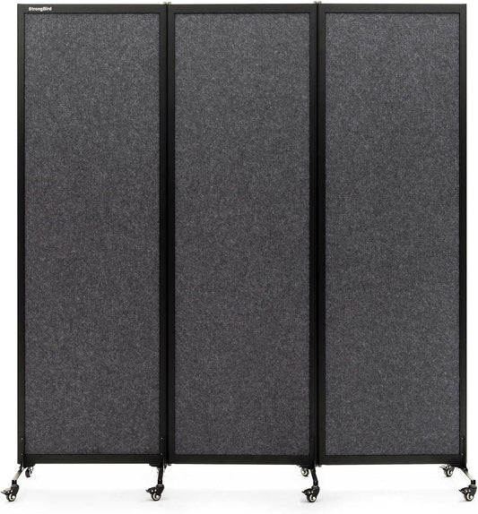 Upgrade Version Room Partition and Divider, Freestanding Rolling Dividers with Wheels,Office Privacy Screen Divider Wall,Classroom Felt Dividers,6'L* 6'7"H,3 Panel,Dark Grey