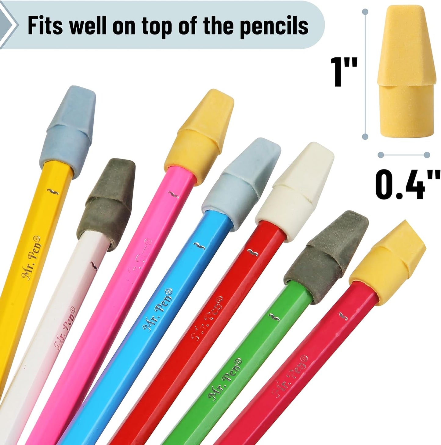 Mr. Pen- Pencil Erasers Toppers, 120 Pack, Colorful, Latex Free, No Smudge, Mr Pen Erasers for Pencils