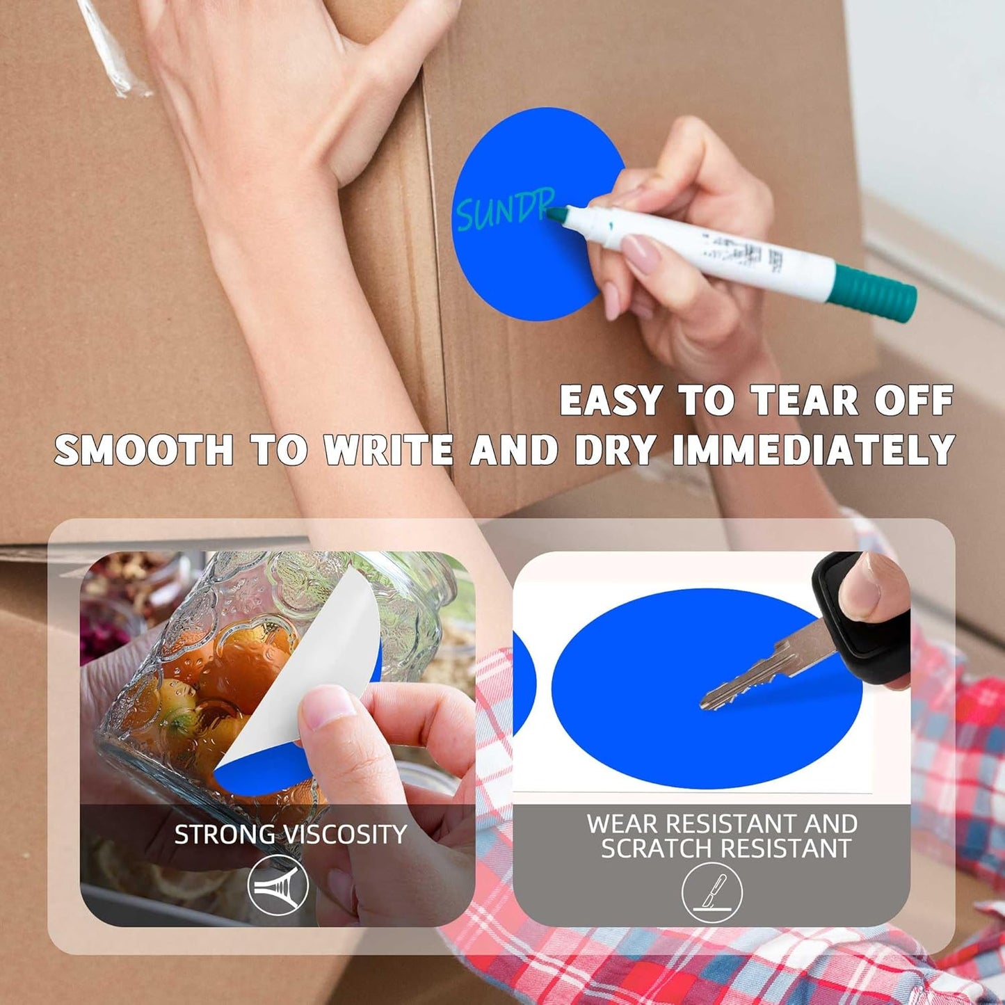 PARLAIM 3”Color Coding Labels Stickers,4Rolls/2000per Dispenser Box Round Adhesive Circle Dot Stickers for Inventory Office Home (Blue)