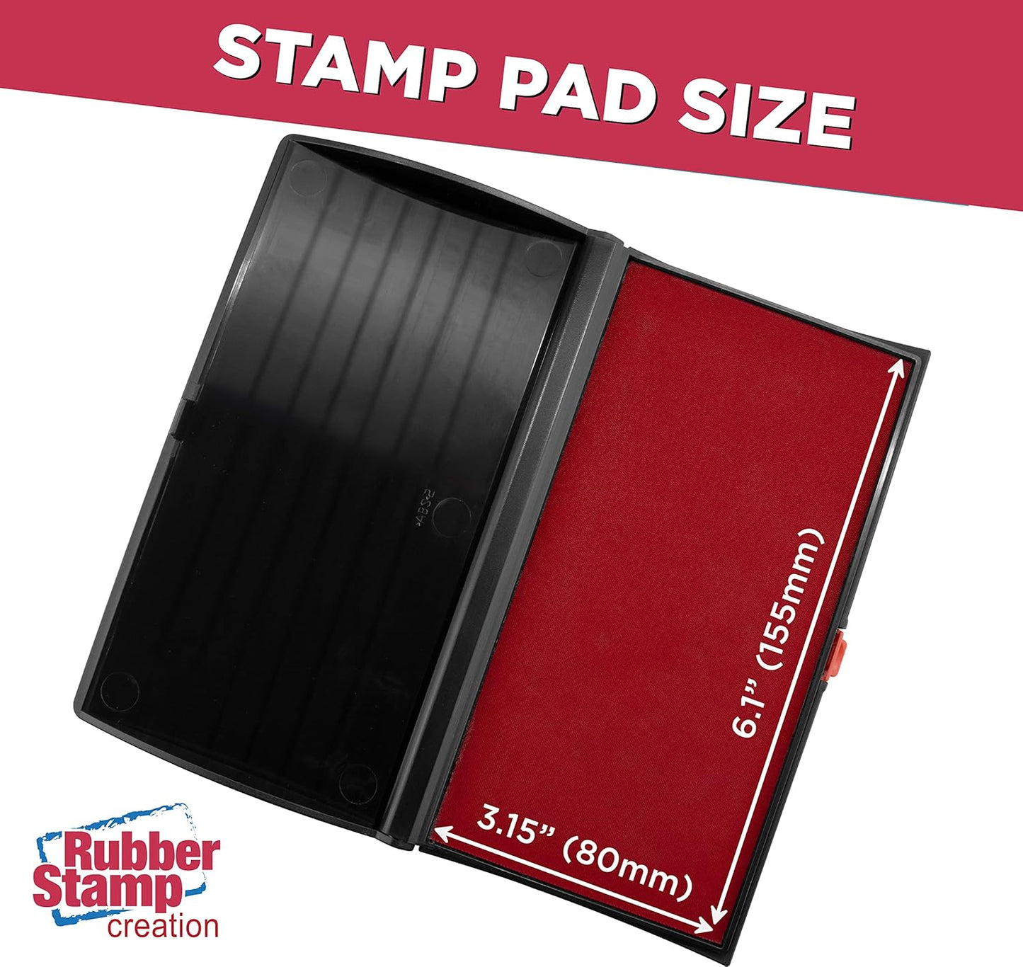 Large Premium Crimson Red Ink Stamp Pad - 3" by 6" - Quality Felt Pad