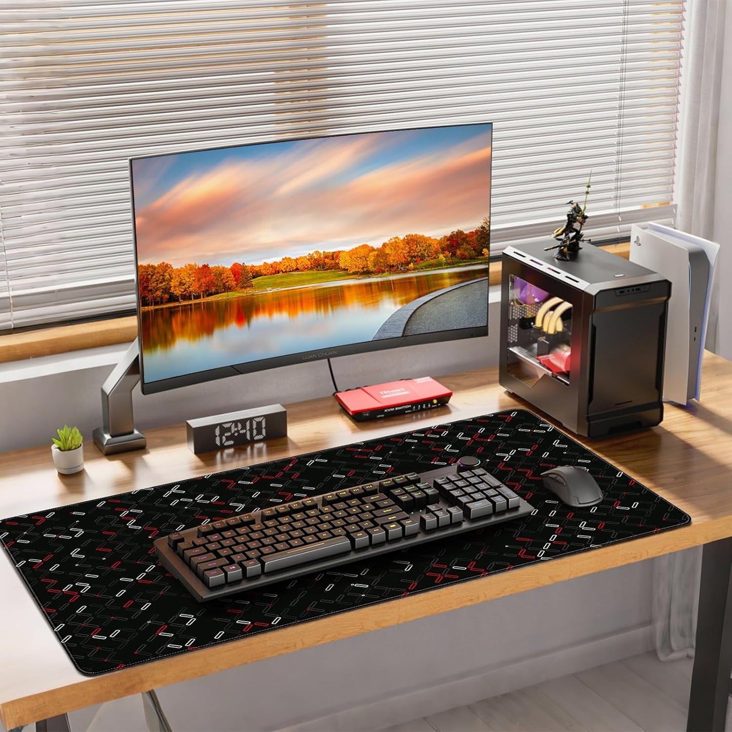 35.4 x 15.7 inches, Large Desktop Mouse pad, Keyboard and Mouse Pads for Work and Home Computers, and Large Laptop Mouse mat，Red and White Checkered