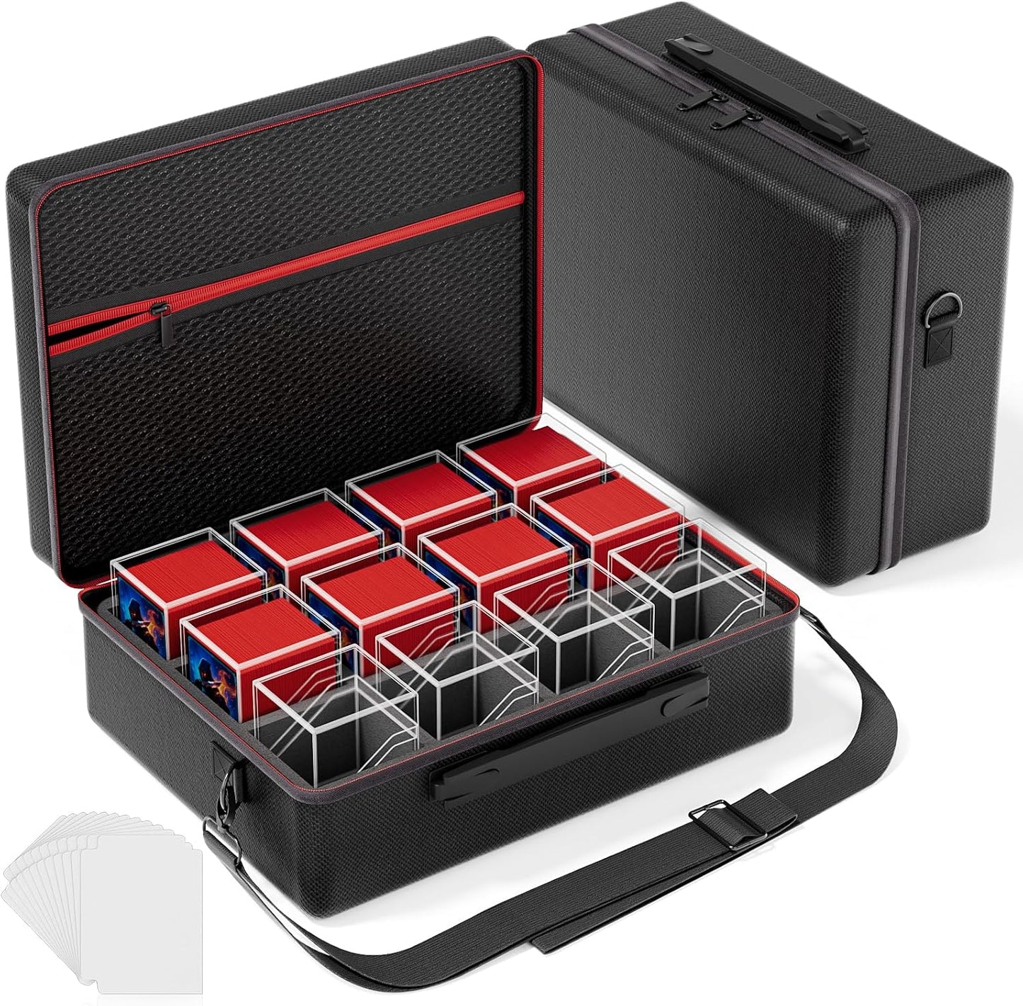 Card Deck Box with Portable Case, 12 Pack Clear Commander Deck Box with 12 Dividers, Holds 1200+ Double Sleeved Cards, Fit for MTG, YuGiOh, TCG