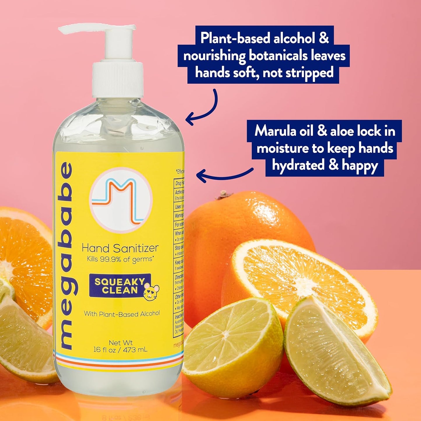 Megababe Squeaky Clean Hand Sanitizer Pump 16oz