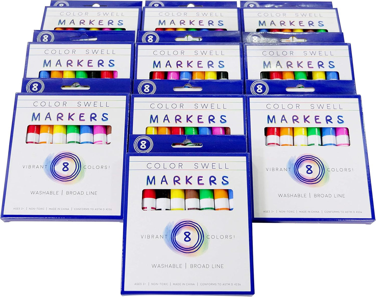 Color Swell Washable Bulk Markers 10 Boxes of 8 Vibrant Colors Are Perfect for Teachers, Kids, Parties, and Classrooms