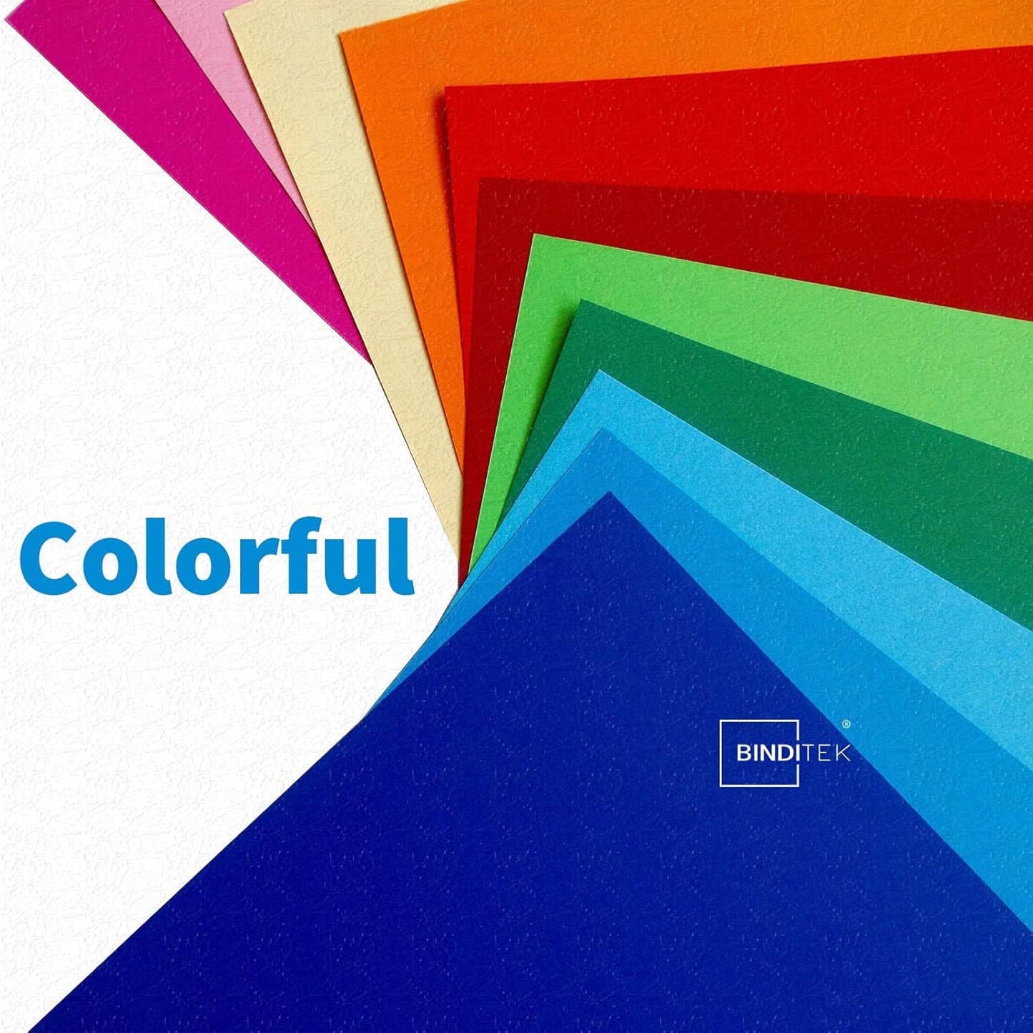 Binditek 100 Pack Grain Texture Paper Binding Presentation Covers, Letter Size, 13Mil, 90lb, 8.5 x 11 Inches, Un-Punched, Blue, Office Supplies