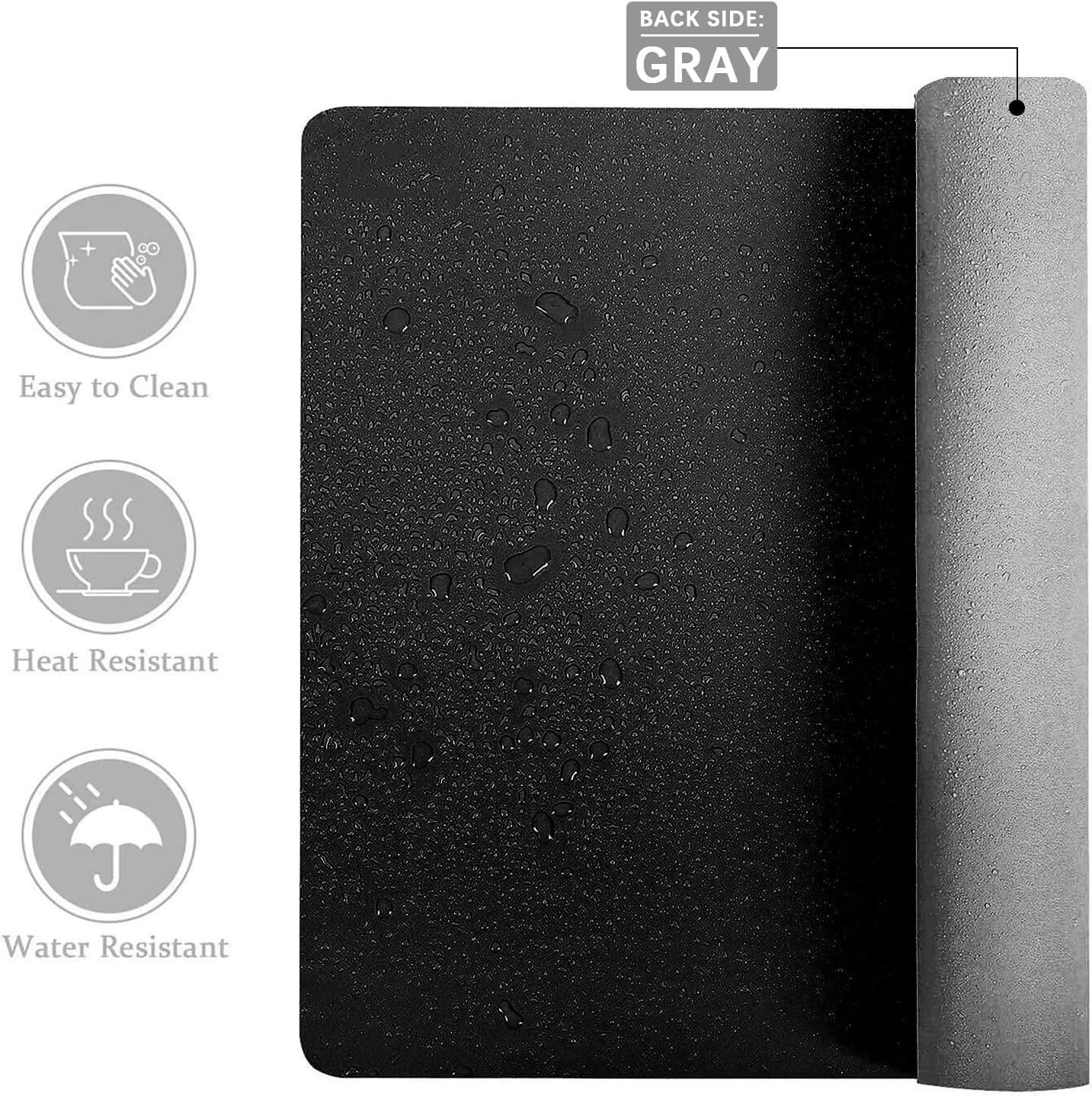 Aothia Double-Sided PU Leather Desk Pad - Non-Slip Large Mouse Pad & Desk Mat for Office, Home - Waterproof, Easy to Clean, Durable Dual-Sided Surface (36" x 17", Black)