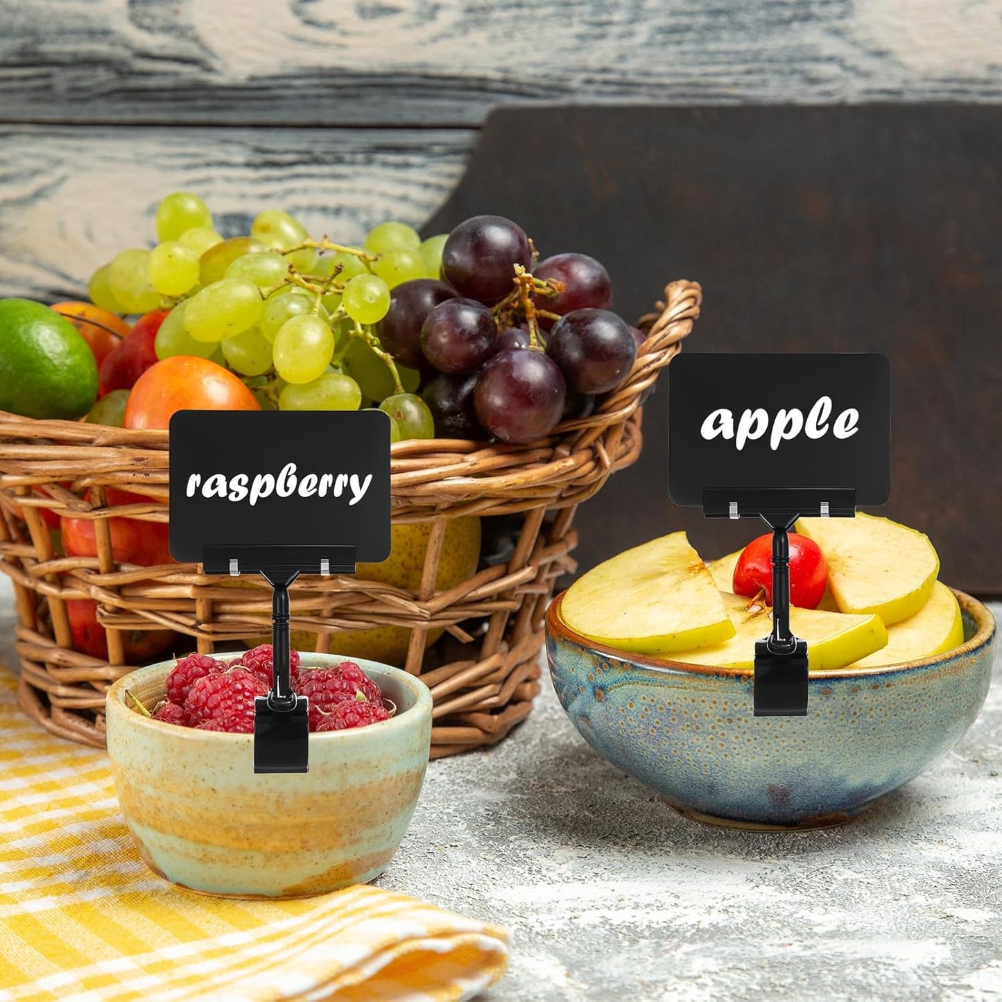 30Pcs Mini Chalkboard Sign Clips 360° Rotating Double Head Clip On Sign Holder Erasable Price Display Signs for Shelves, Store, Business, Exhibition(Black)