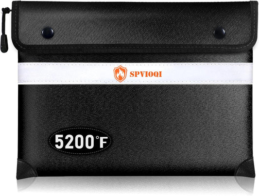 Upgraded 5200°F Fireproof Document Bag - Heat Insulated, Fireproof Bag with Zipper, Reflective Strip for Fast Find, Water Resistant, Firep roof Money Bags for Cash, A5 Important Documents and Valuable