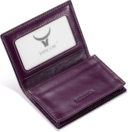 Leather Business Card Case Holder for Men & Women, Italian Calfskin