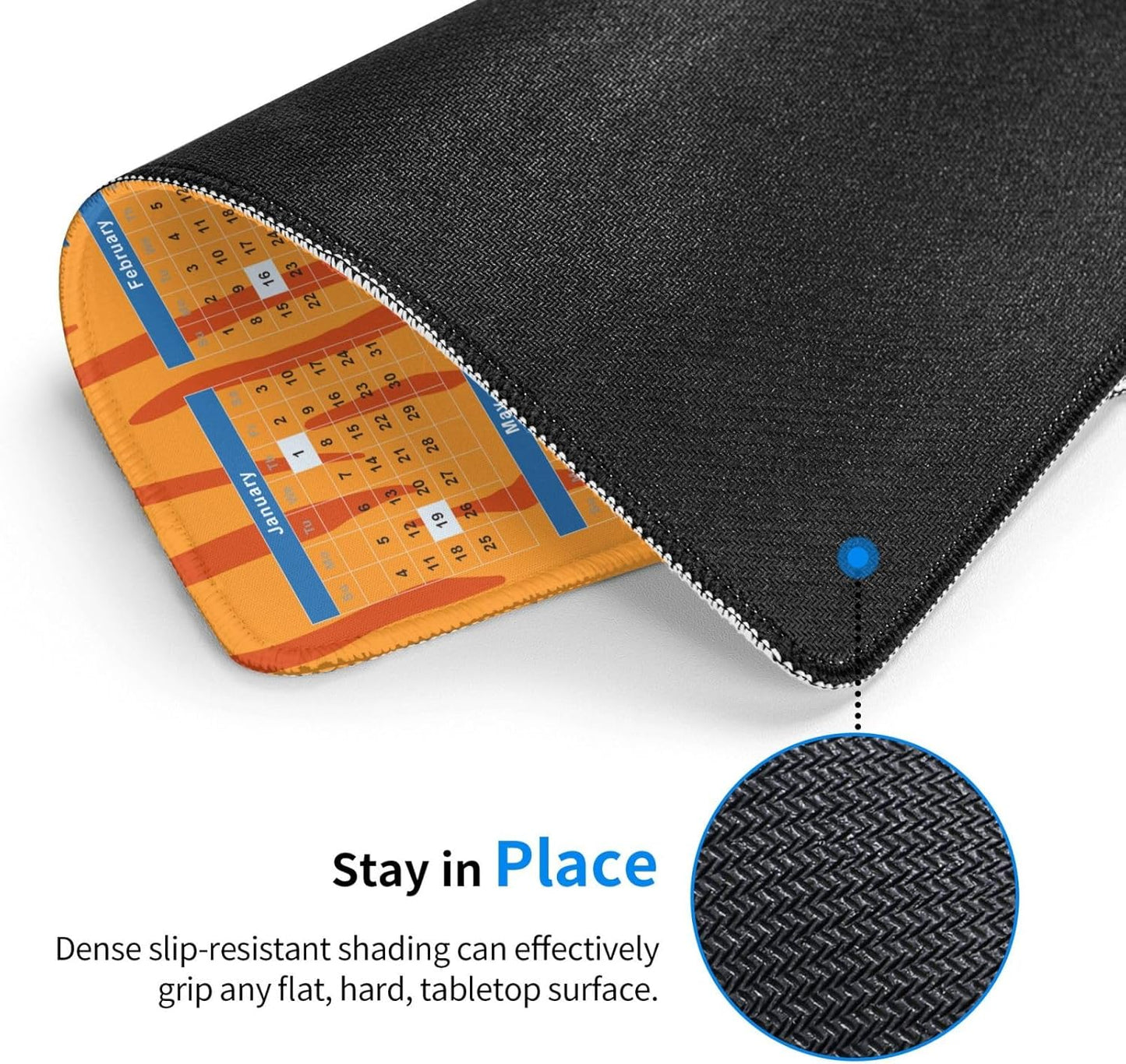 2026 Calendar Mouse Pad Tiger Texture, Calendar with Holidays Mouse Pads, Non-Slip Rubber Base Mousepad for Office Desk Computers Laptop