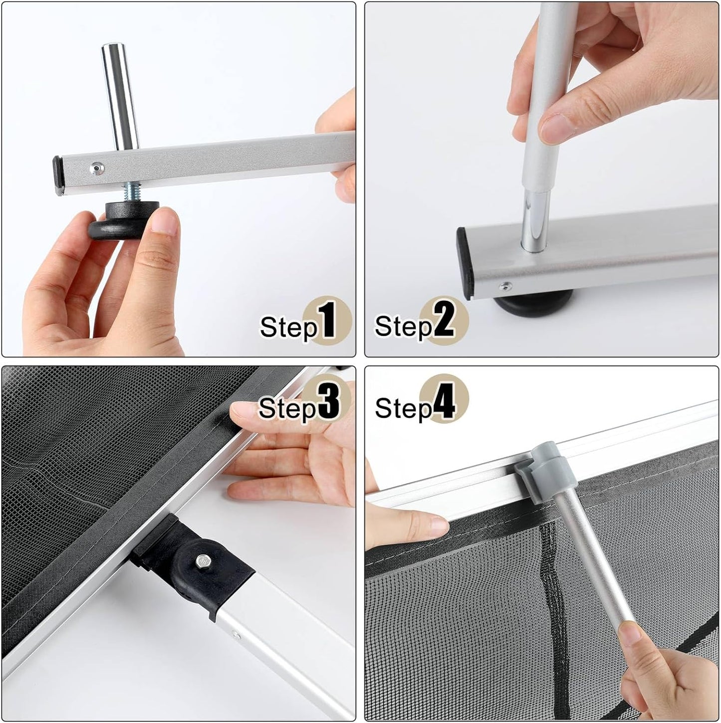 Outus Mesh Literature Brochure Holder with 8 Pocket Portable Magazine Display Roll Up Magazine Rack Lightweight Floor Standing Catalog Office Brochure Display Stand for Business Trade Shows (Black)