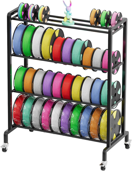 ANASTA 3D Printer Filament Storage Rack, Heavy Duty Filament Rack with Wheels, 4-Tier Metal Filament Holder Rolling Cart for Organization, 50 Spools Large Capacity Shelf for 3D Printing Home Studio