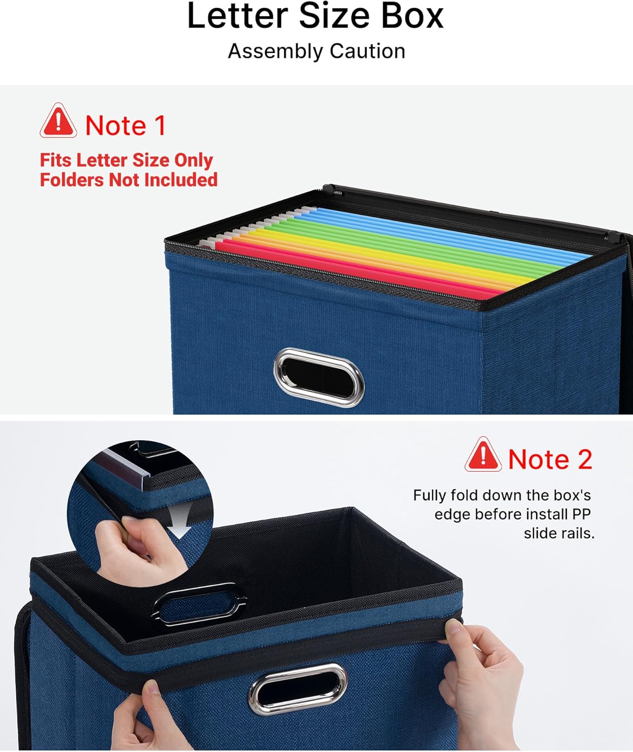 Oterri File Organizer Boxes with Lids, File Box with Mesh Pockets, Document Organizer Box for Letter Size Folders, Zippers Important Document Organizer (Dark Blue, Small-2 Pack Without Folders)