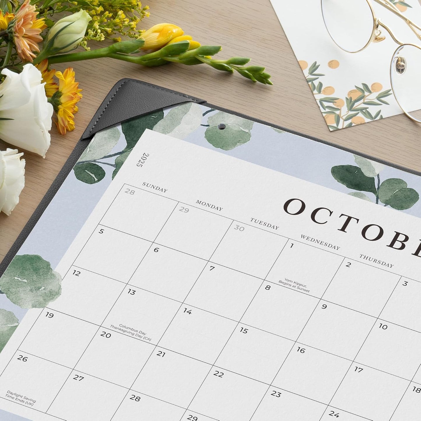 Cabbrix Desk Calendar 2025-2026, 18 Months Calendar Runs Until December 2026, Medium 15" x 12" Monthly Desktop Calendar with Mat for Home Office School