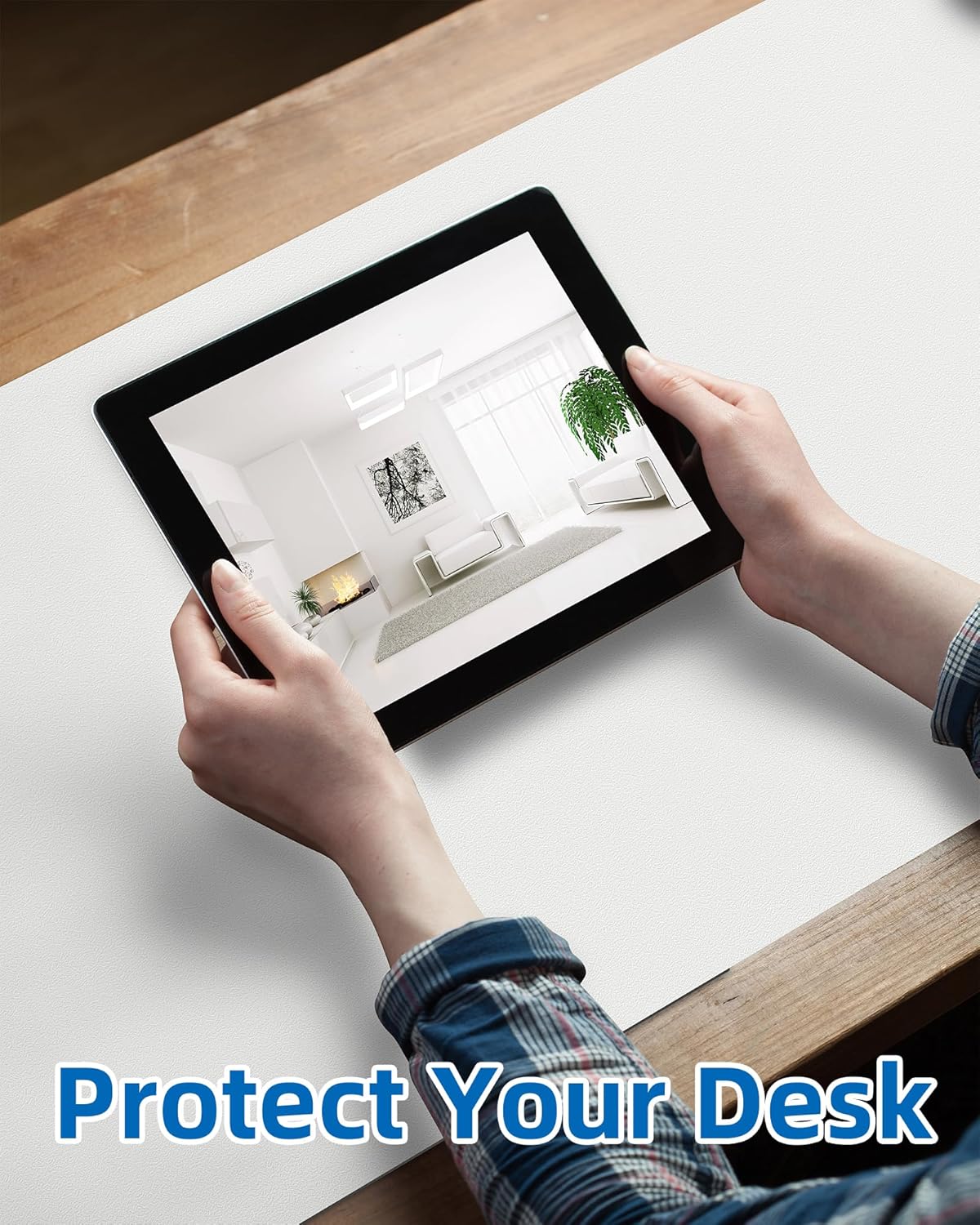 Leather Desk Pad Blotter,Mouse Pad,Office Desk Mat, Non-Slip PU Leather Desk mat,Large Desk mat,Waterproof Keyboard mat for Office/Home/Decor (Ivory White,35" x 17")