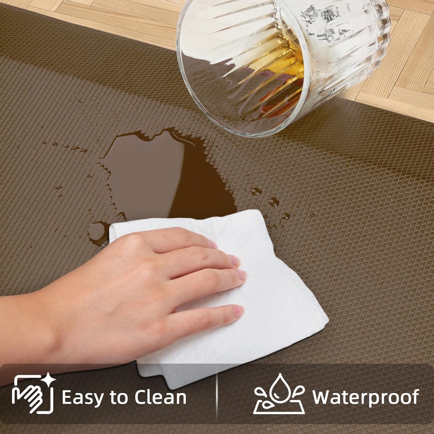 Anti Fatigue Kitchen Mats for Floor, Brown 9/10 Extra Thick Cushioned Standing Desk Mat, Comfort Memory Foam Ergonomic Kitchen Rugs and Mats Non-Slip Waterproof for Office, Kitchen, Sink, 20" x 48"