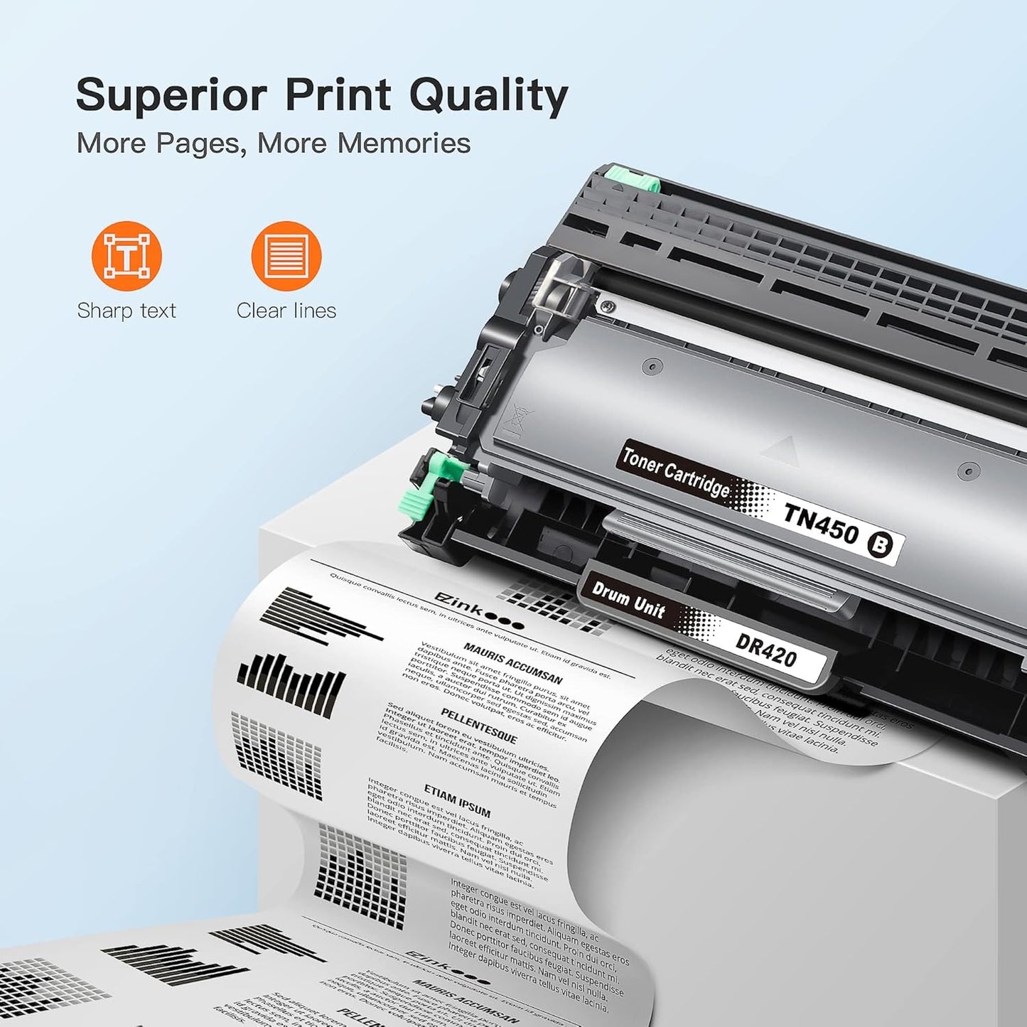 E-Z Ink Compatible Toner Cartridge and Drum Unit Replacement for Brother TN450 TN420 DR420 to use with HL-2270DW HL-2280DW HL-2230 HL-2240 MFC-7360N MFC-7860DW 2840 2940 (2 Toner 1 Drum) 3 Pack