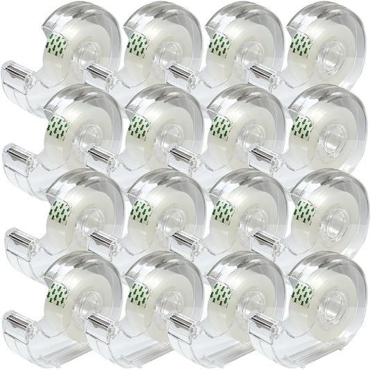 Transparent Tape 16 Rolls Clear Tape Tape Bulk for Office Supplies and School Supplies, Glossy Finish,3/4 in x 720 in 16 Dispensered Rolls