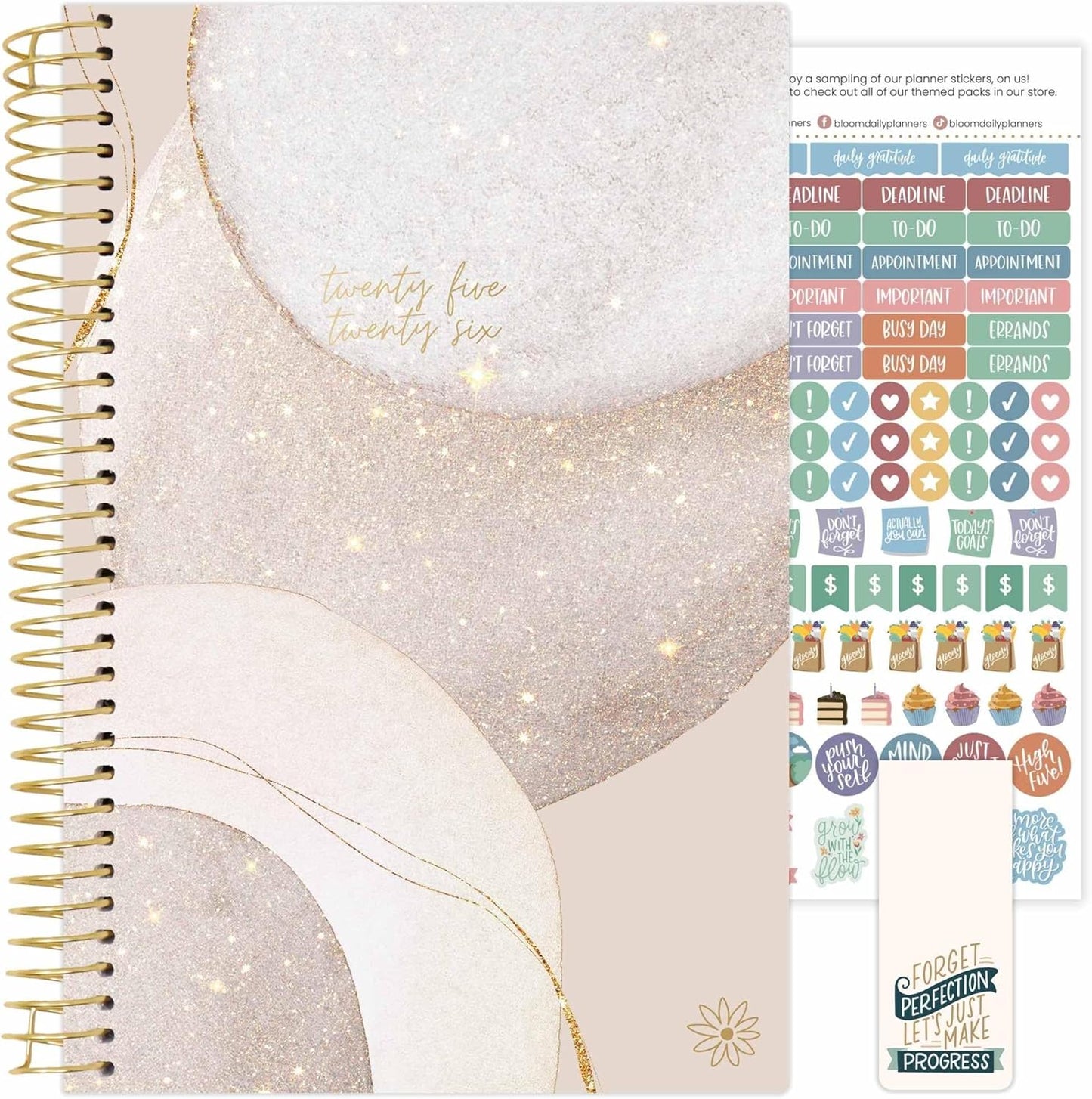 bloom daily planners 2025-2026 Academic Year Daily Planner (July 2025 - July 2026) - Aesthetic A5 Weekly & Monthly Calendar Agenda Organizer Book with Stickers - 5.5" x 8.25" - Brushed Beige