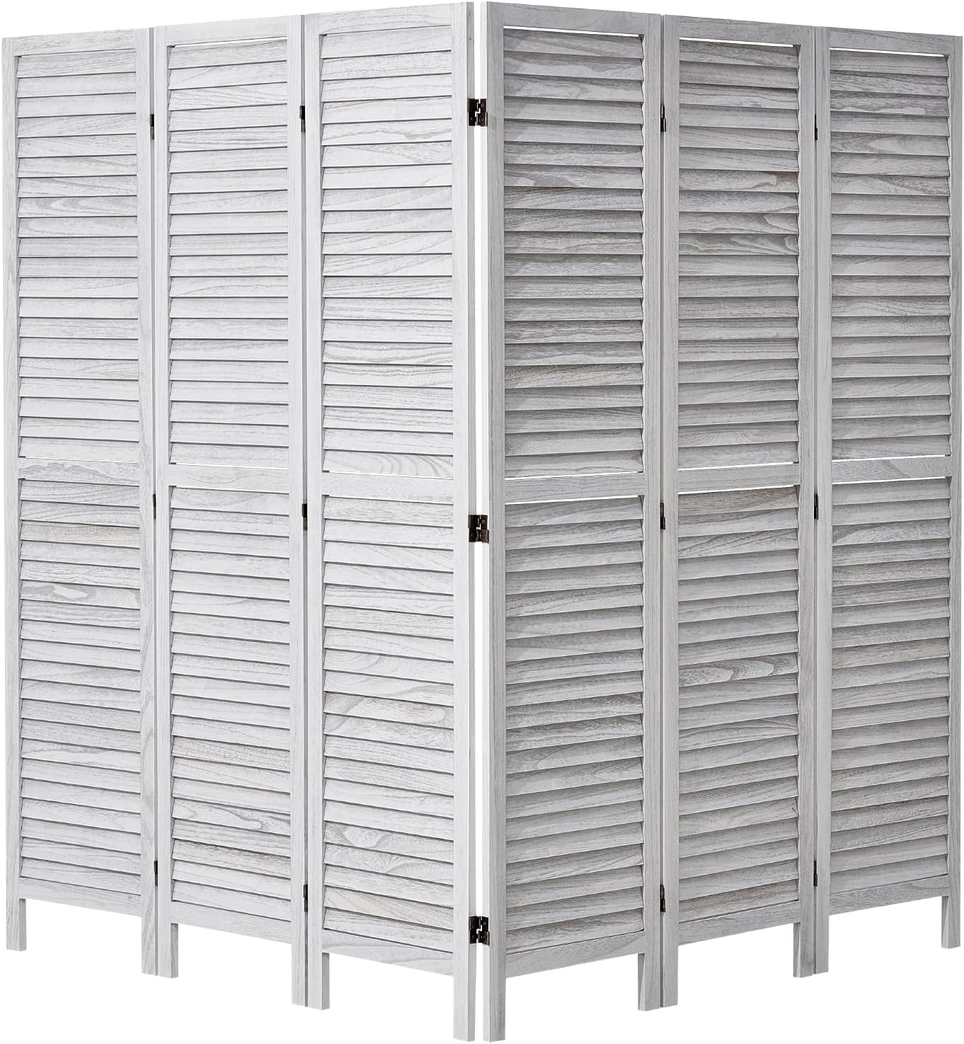 VEVOR Wood Room Divider, 6 Panel Wood Folding Privacy Screen, 66.9 Inches Tall Indoor Louvered Wooden Partition, Portable Decoration Screen, for Room Separation, Home, Office, Restaurant & Bedroom