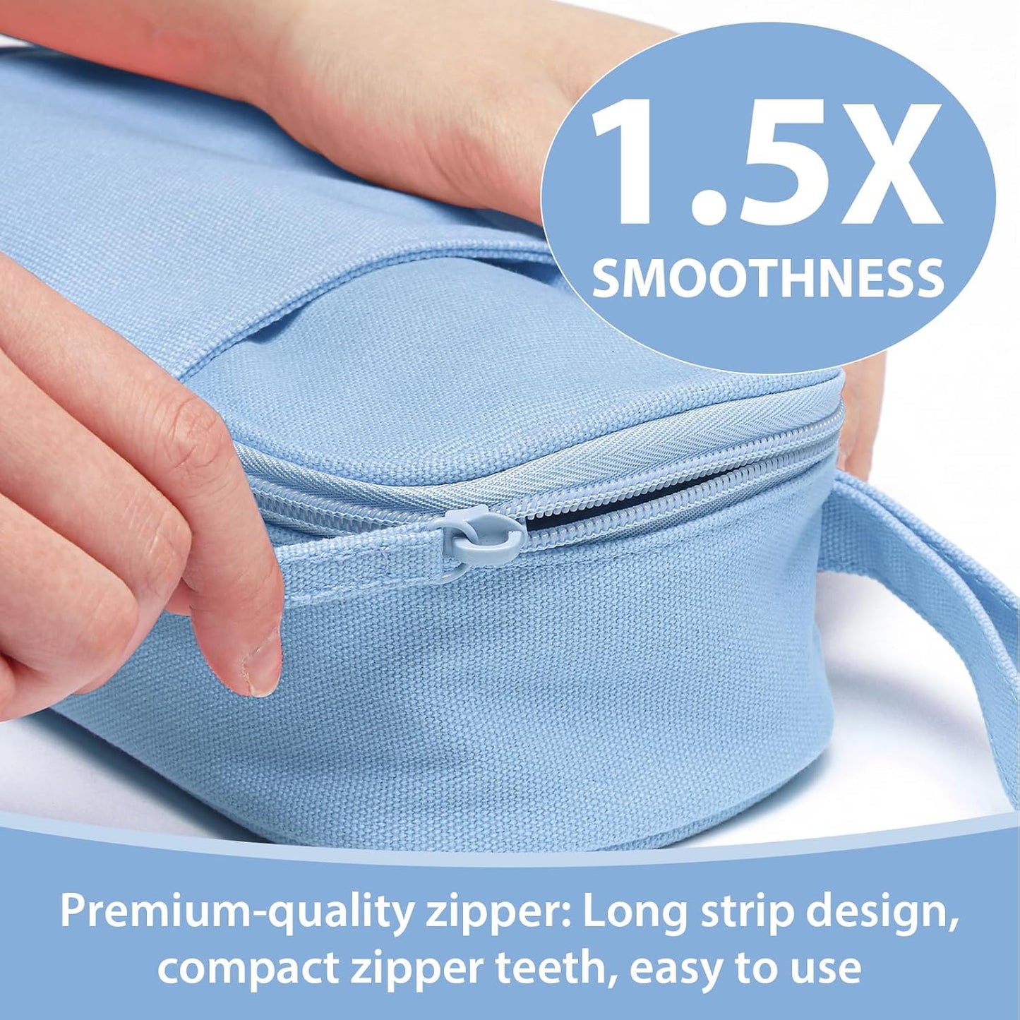 Pencil Case Pouch Box Bag School Supplies Girls Boys Kids, Cute Preppy Stuff Large Big Capacity Aesthetic Pen Organizer, Back to College Stationary, Sky Blue, Heavy Duty Canvas, 1800ml