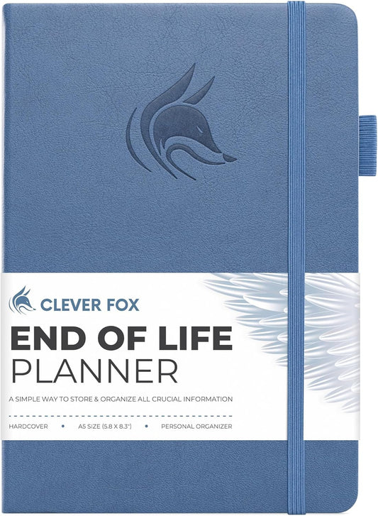 Clever Fox End of Life Planner – Final Arrangements Organizer for Beneficiary, Will Preparation, Last Wishes & Funeral Planning, A5 (Smoke Blue)
