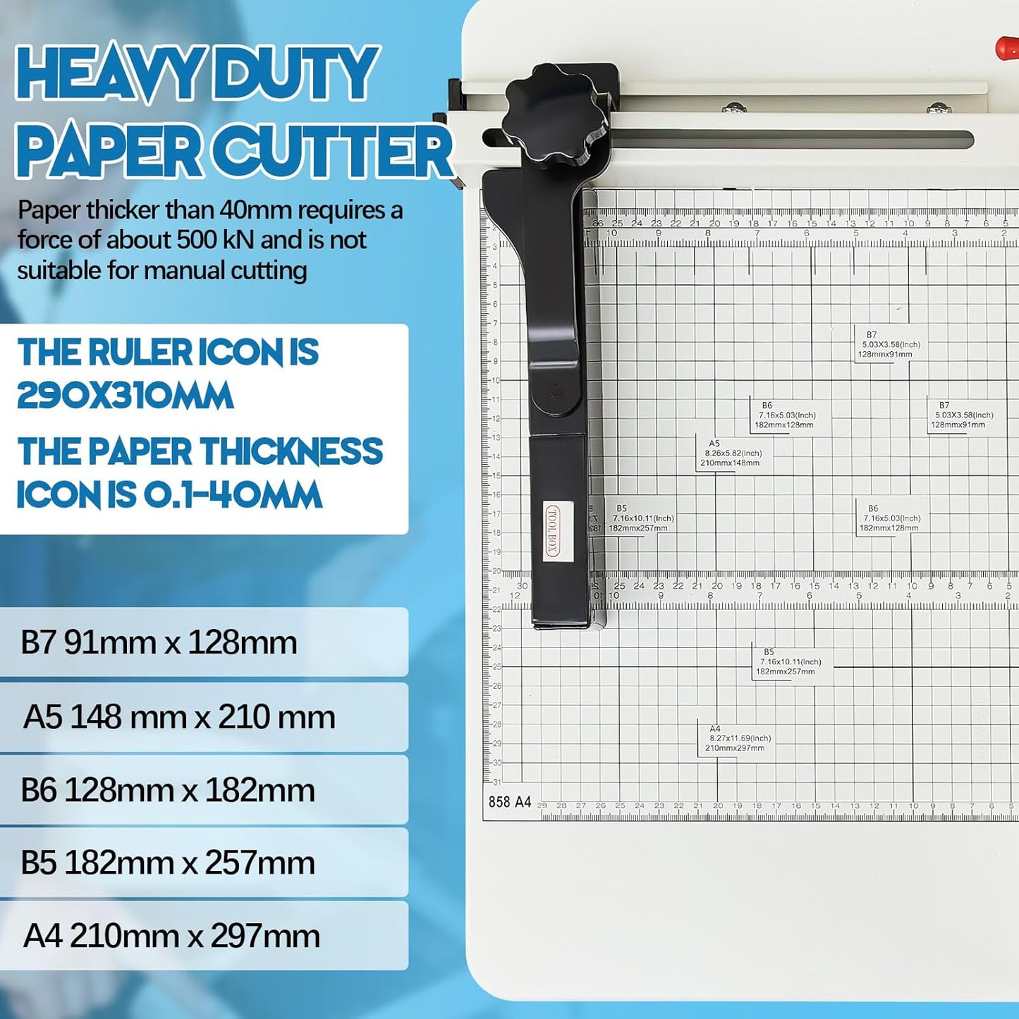 12 Inch A4 Guillotine Paper Cutter Heavy Duty Paper Cutter 400 Sheet Capacity Stack Cards Trimmer Steel Slicer with Metal Base for Cards Leather Office Home School (Beige)