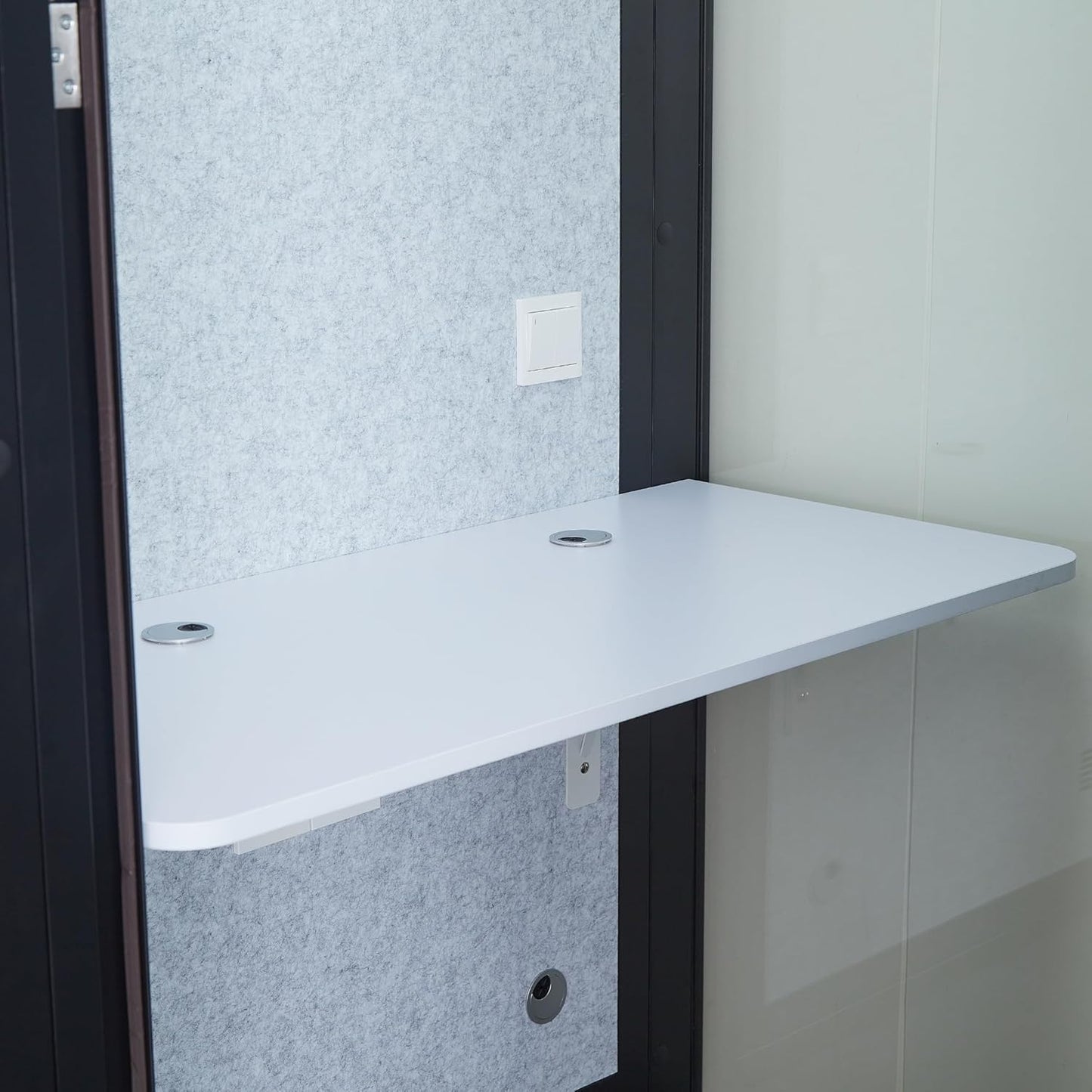 GEARONIC Mobile Office Pod Booth, Sound Proof Booth for Home, Mobile Roller with Desk, LED Light, Fans and AC USB Ports (Black Obsidian)