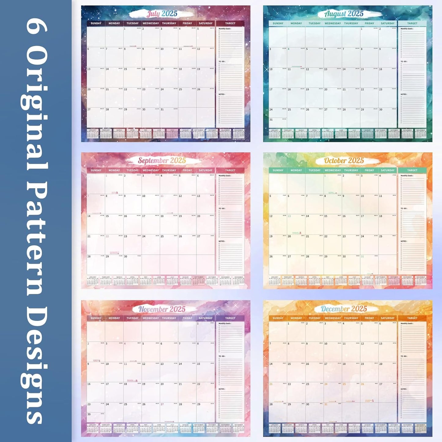 Ospelelf Desk Calendar 2025-2026 Large 22"x17" Monthly Family Planner Pad with Protective Cover 18 Months July 2025 to December 2026 Starry Sky