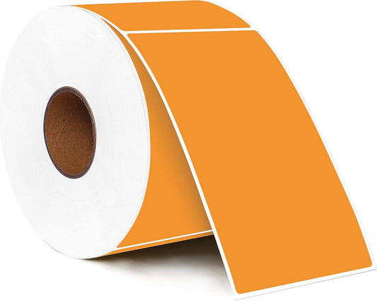 PARLAIM 5" x 3" Rectangle Color Coding Labels,500 per Inventory Labels Color Code Stickers Dispenser Box,Fluorescent Red Sticker Labels for Inventory,Family School Storage Bins Label(Orange)