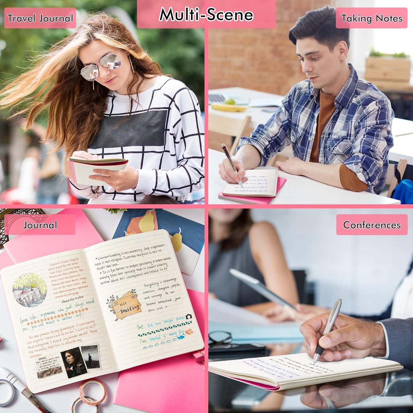 16 Pack Soft Cover Journal Bulk, Feela Lined Notebooks College Ruled for Work for Women Girl Writing, Blank Travel Journal Note Taking Notebook School Business Supplies, 8.2” x 5.5”, A5, Berry