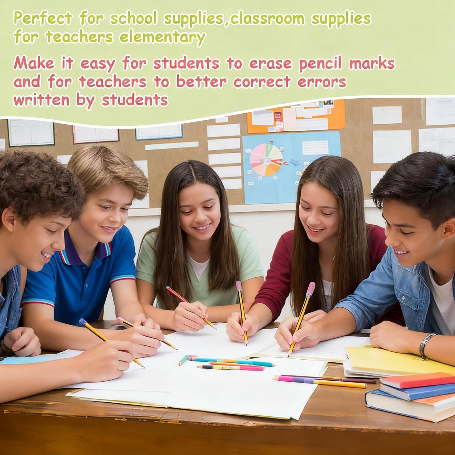 Sukh Cap Erasers for Pencils Pulk - Pencil Top Erasers 80 PCS Pencil Cap Toppers for Kids Latex Free 5 Colors School Erasers Cap for Teachers Sudents Classroom Home and Office