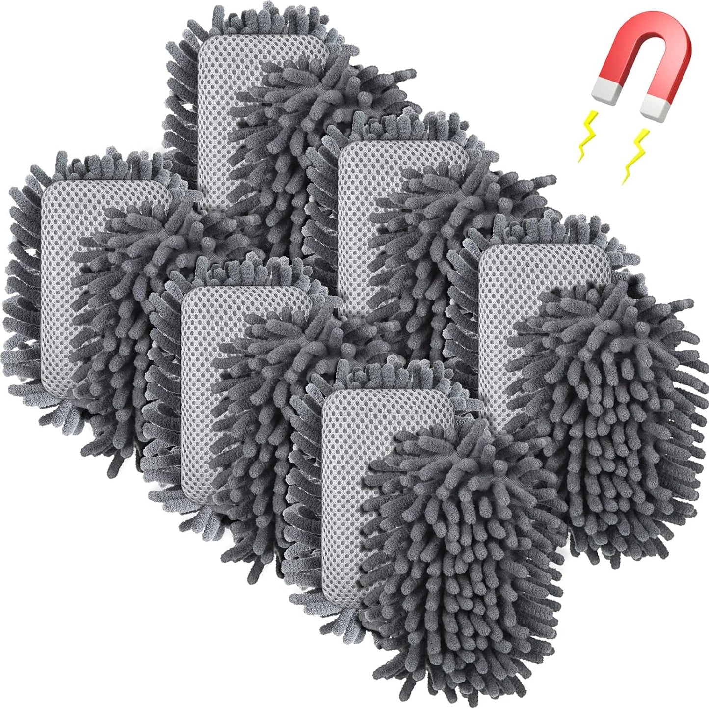 Epakh 12 Pieces Magnetic Microfiber Dry Eraser Microfiber Whiteboard Washable Shag Erase Board for Markers Chalk Home Classroom and Office(Grey)