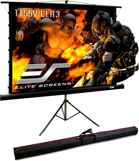 Elite Screens 55-Inch Upgraded ALR Portable Projector Screen with Tripod Stand, Height Adjustable, 4:3 Screen for Ultra Short Throw Projectors, Indoor Home Theater Movie Screen – TT55V-CLR3
