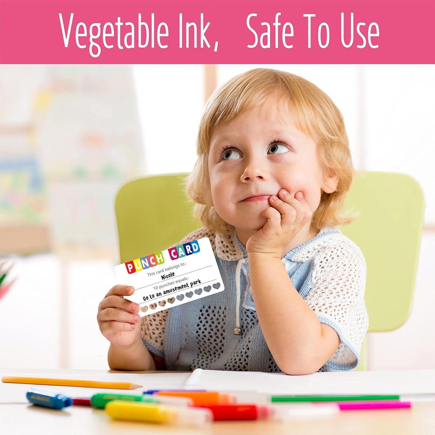 102 PCS Punch Cards, Heart Shaped Incentive Reward Cards Business Size Student Award Cards Boost Creativity & Skills Development for Business, Classroom, Kids Behavior, Students, Teachers, 3.5” x 2”