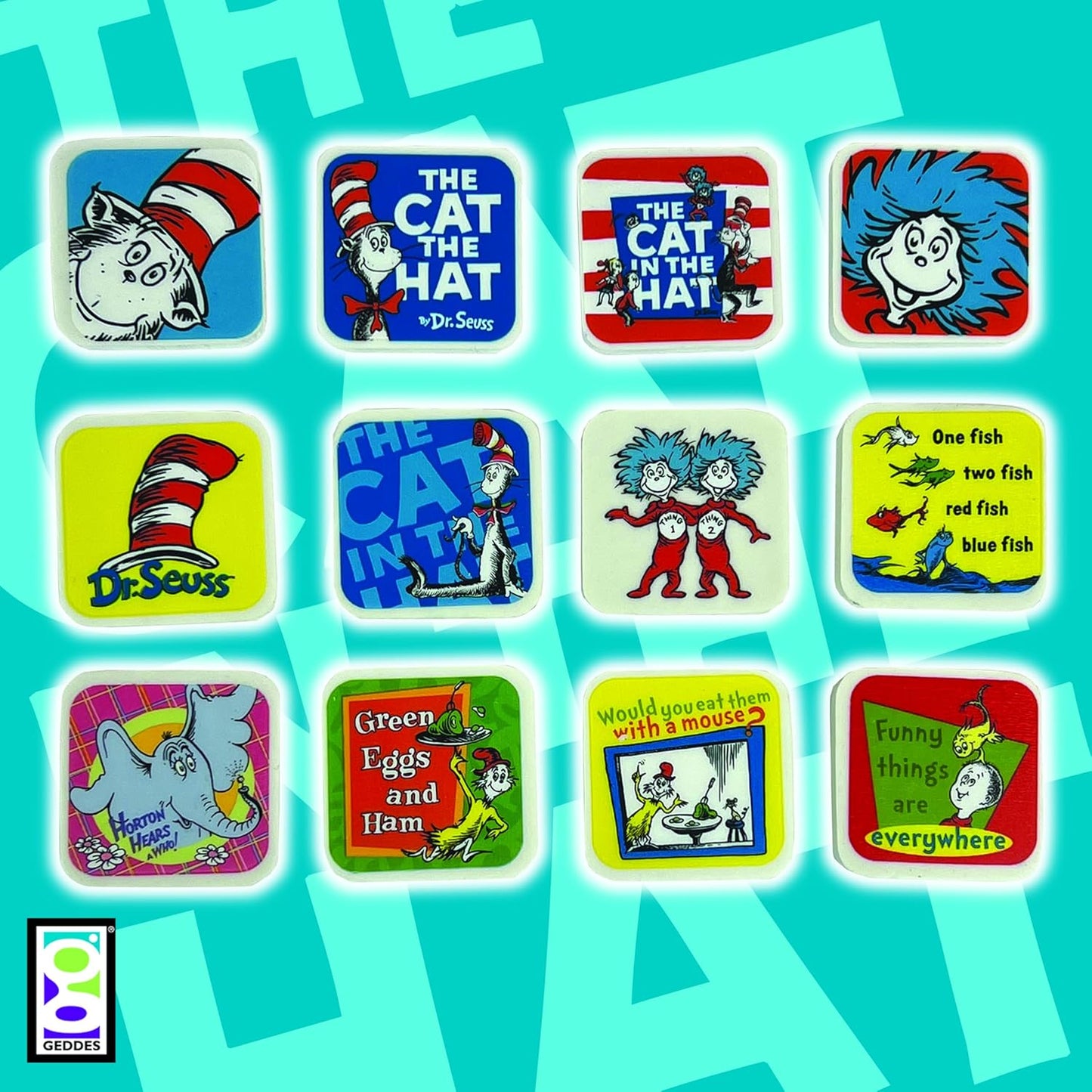 Raymond Geddes Dr. Seuss Character Erasers for Kids (Pack of 60)