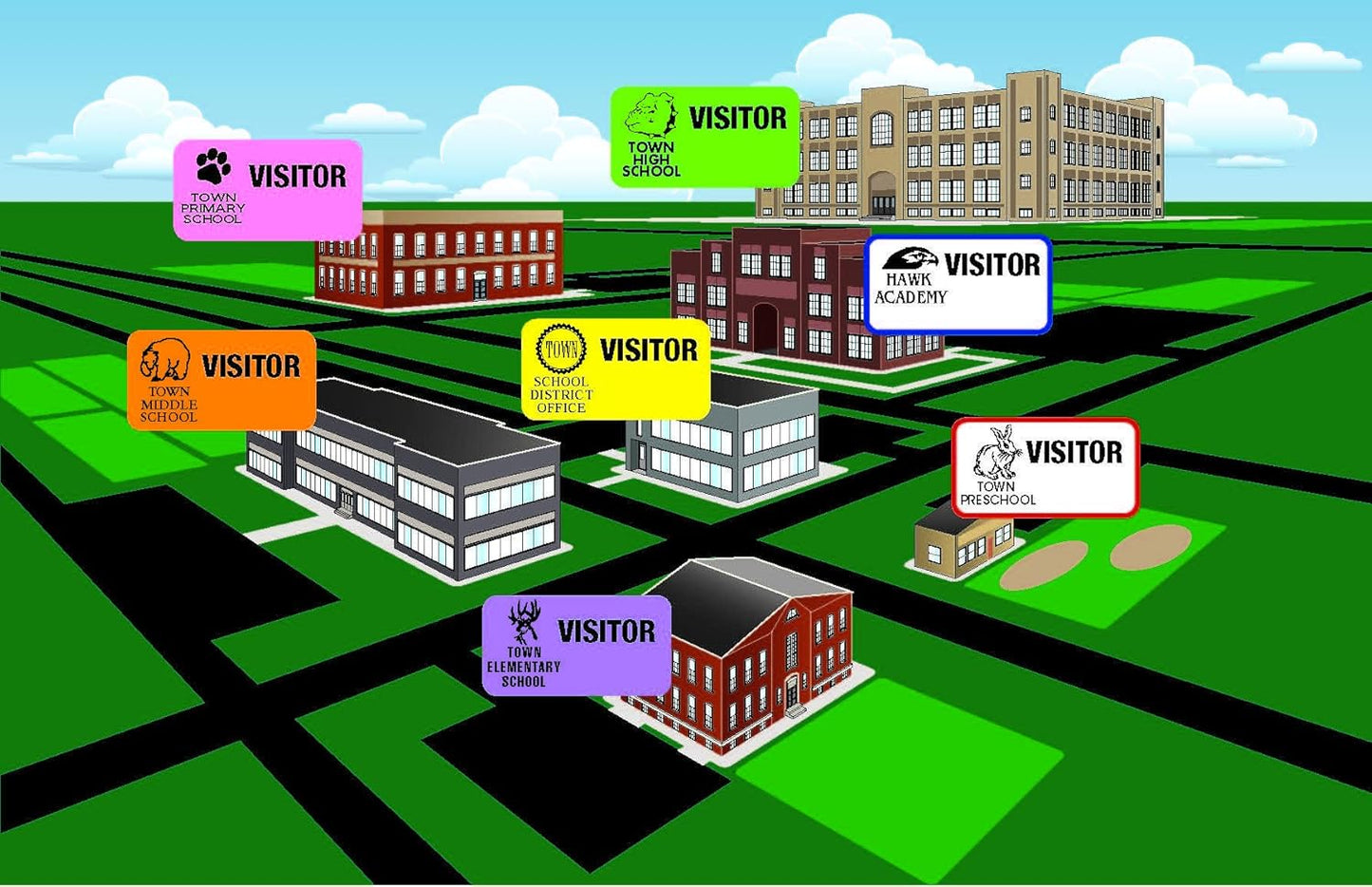 The Spoiled Office Custom Printed Visitor Sign in Book for School with 3" X 2" Peel Off Destination Carbonless Sheet w/500 Badges - Spiral Bound Log Book, Made in USA - Non-Expiring, Green with Logo