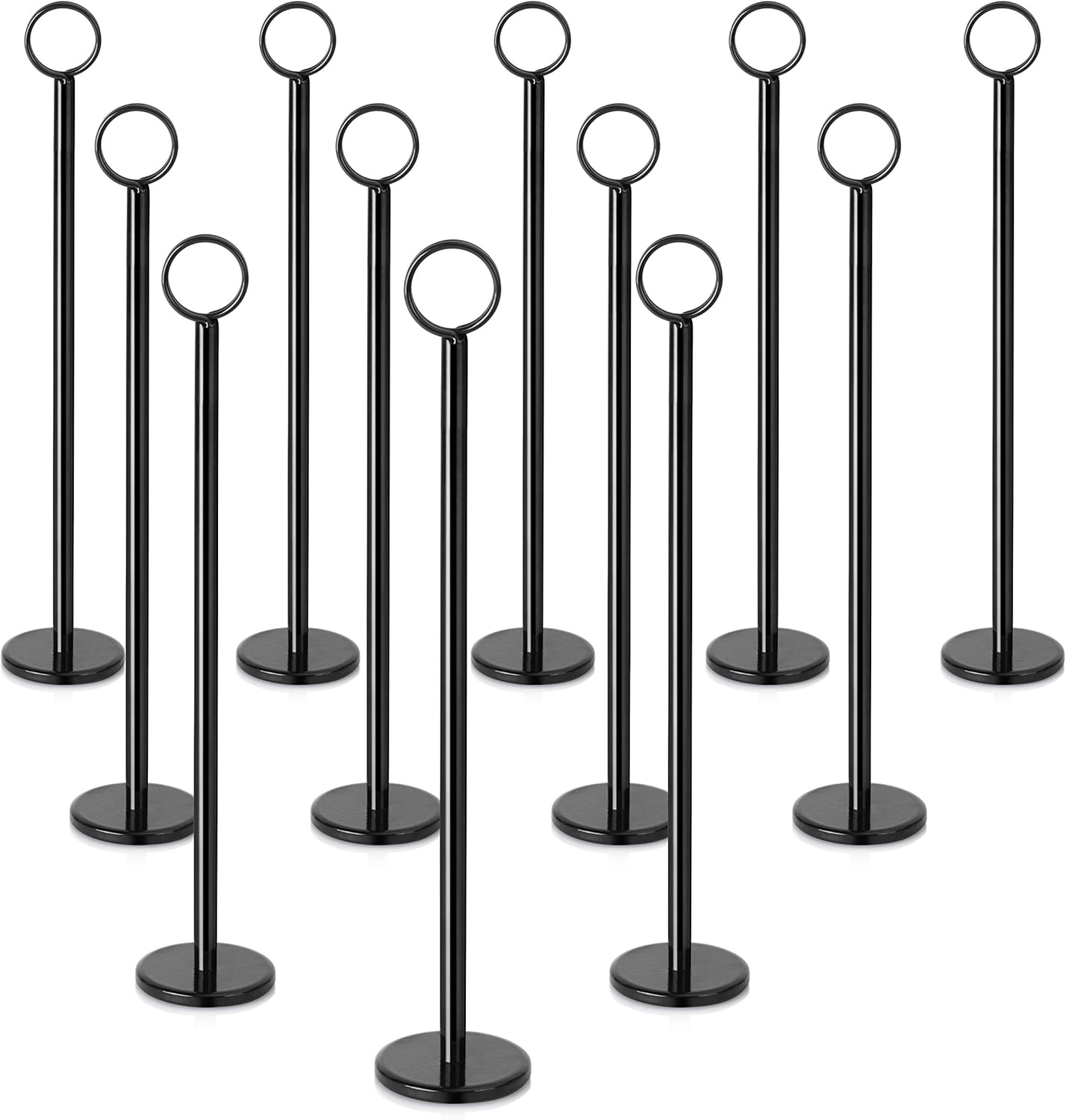 New Star Foodservice 27716 Ring-Clip Table Number Holder/Number Stand/Place Card Holder, 12-Inch, Set of 12, Black Finish