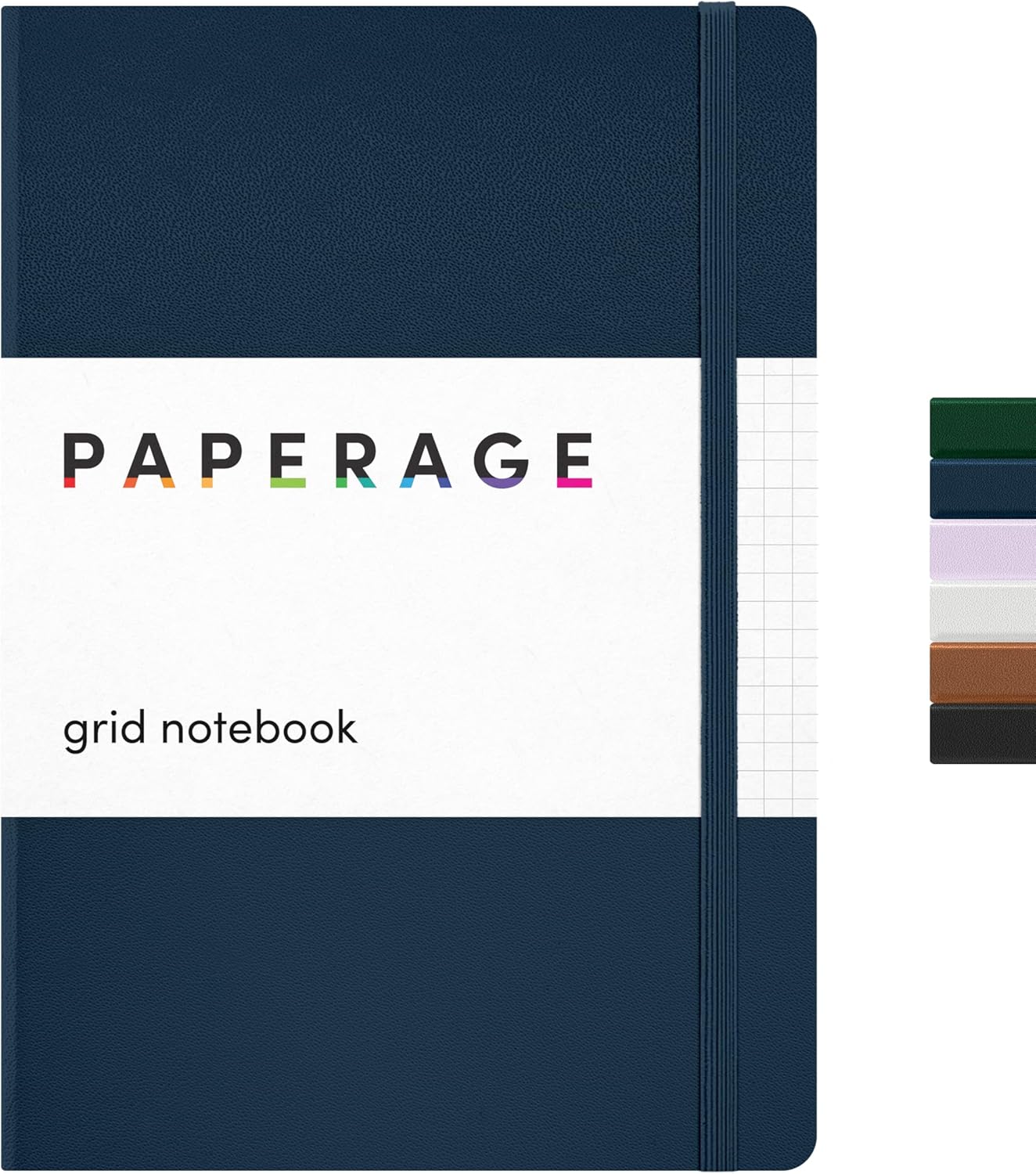 PAPERAGE Graph Paper Journal Notebook, (Navy), 160 Pages, Medium 5.6 in x 8 in - 100 GSM Thick Paper – Hardcover Grid Notebook for Work or School