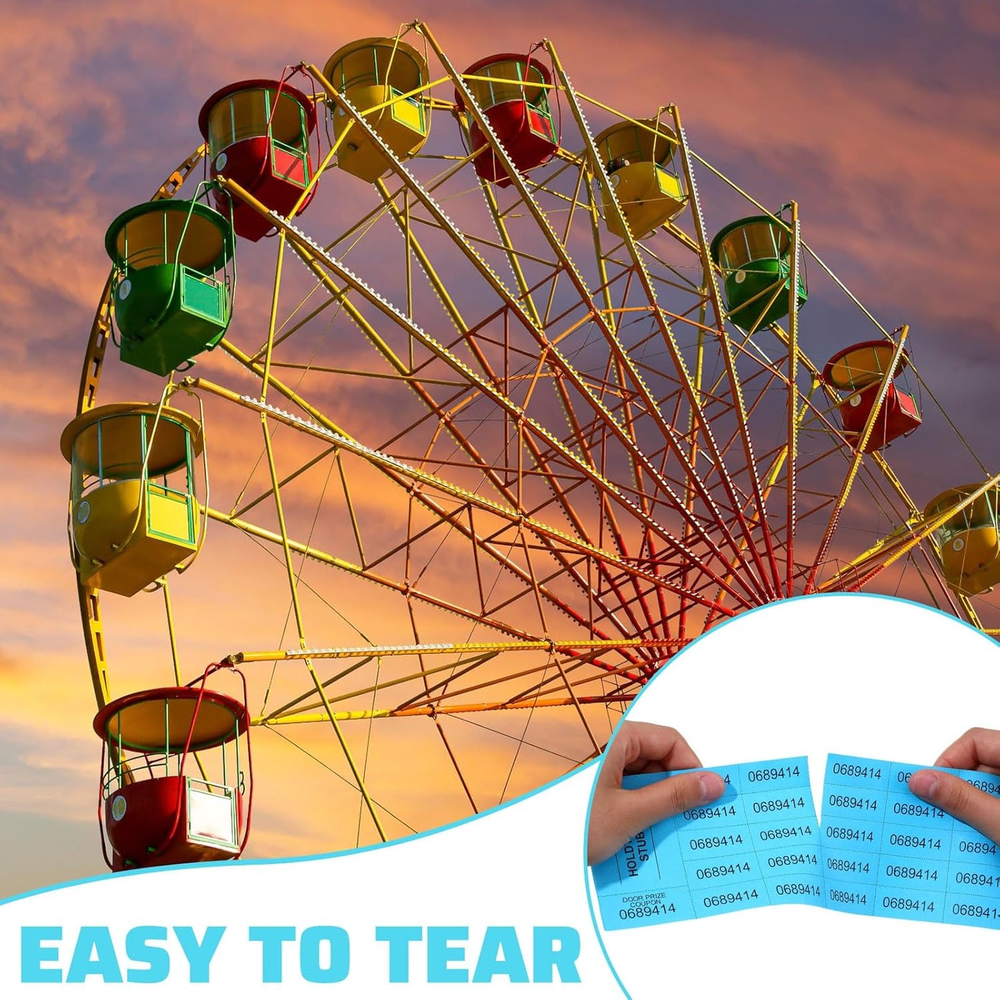 Kosiz 2000 Sheets Raffle Ticket 25 Bid Chinese Auction Tickets Tricky Tray Basket Raffle Sheets for Back to School Class Rewards Carnival Door Prizes Events(Lake Blue)