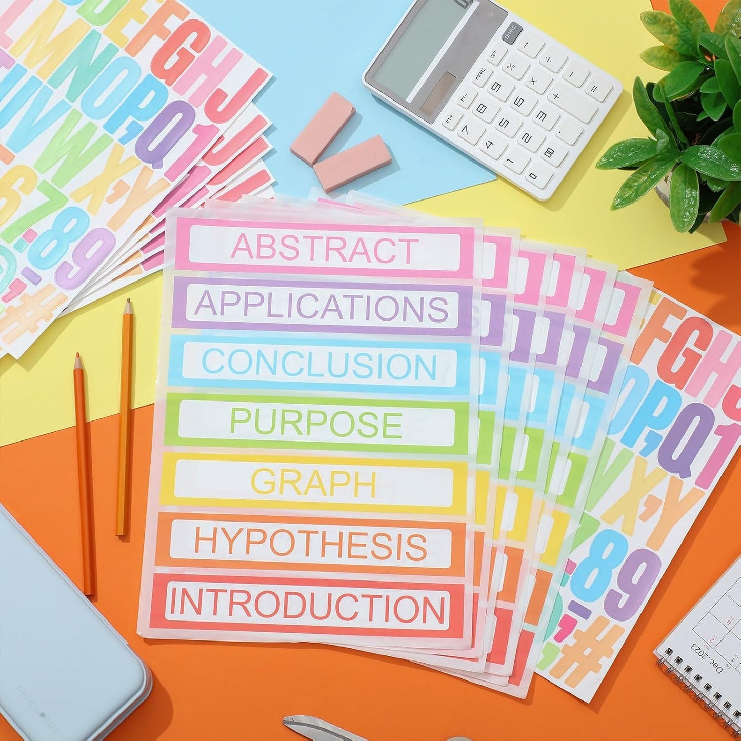 Teling 180 Pcs Trifold Poster Board Set, 8 Pcs 36 x 48 Trifold Display Presentation Cardboard Science Project Board with 172 Sheet Title Letter Stickers for Classroom School Office