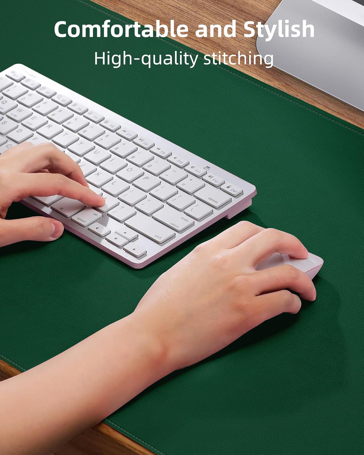 Leather Desk Pad Protector, Mouse Pad, Office Desk Mat, Non-Slip PU Leather Desk Blotter, Laptop Desk Pad, Waterproof Desk Writing Pad for Office and Home (Green, 31.5" x 15.7")