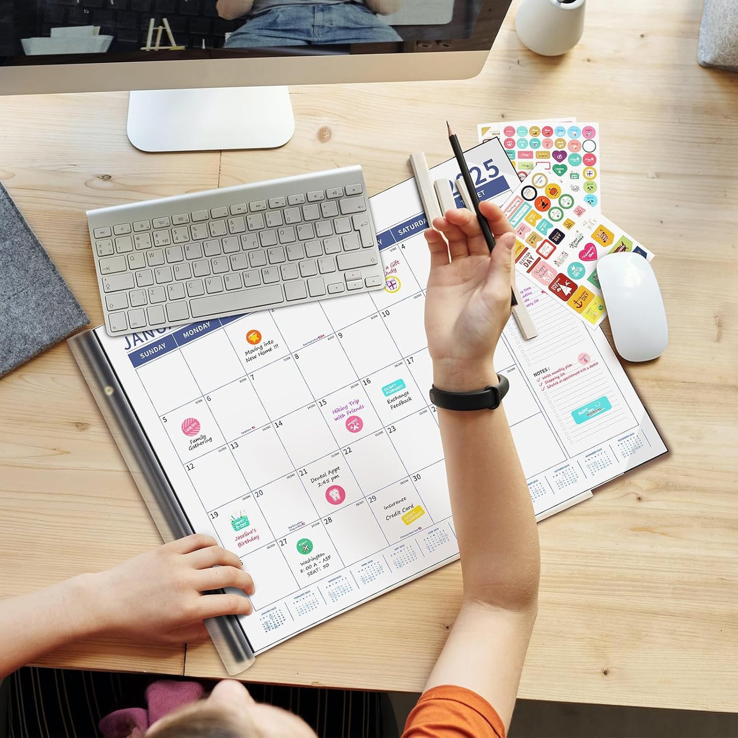 Ospelelf Desk Calendar 2025-2026 Large 22'' x 17'' Calendar 2025 Monthly Desktop Calendar, 18 Month Calendar, Use Jan 2025 - June 2026