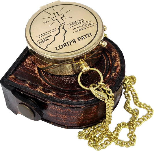 Brass Compass Engraved with Religious Scripture Verse - Ideal Gift for Son, Grandson, Daughter - Perfect for Baptism, Communion, Church and Graduation Day Present
