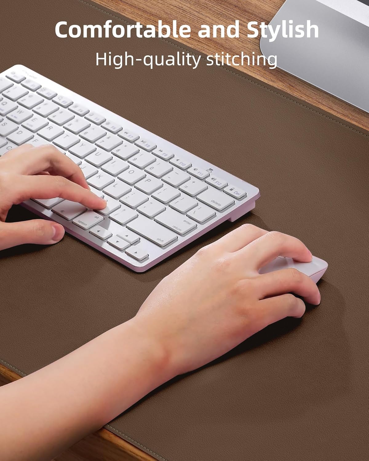 Leather Desk Pad & Protector, Mouse Pad & Office Mat - Non-Slip PU Leather Desk Blotter & Laptop Pad - Waterproof Writing Pad for Office & Home (Dark Khaki, 31.5" x 15.7")