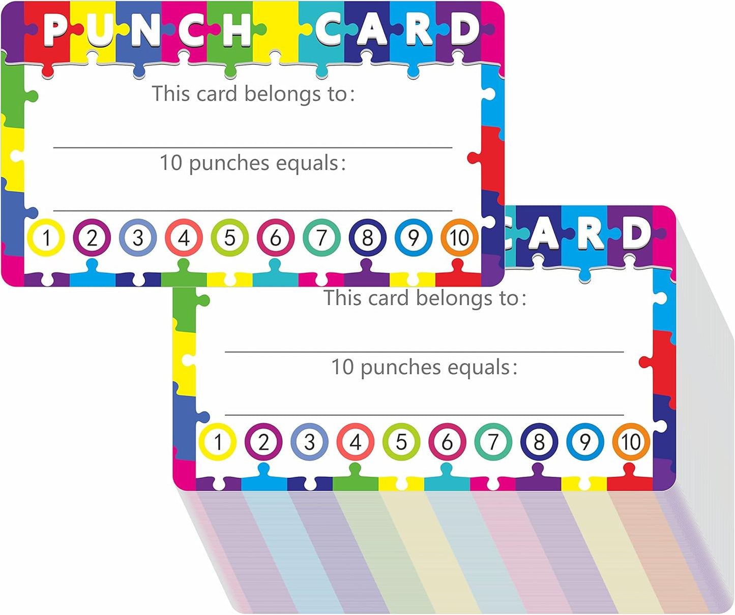 102 PCS Punch Cards, Incentive Reward Card Student Awards Loyalty Cards for Business, Classroom, Kids Behavior, Students, Teachers, 3.5” x 2”