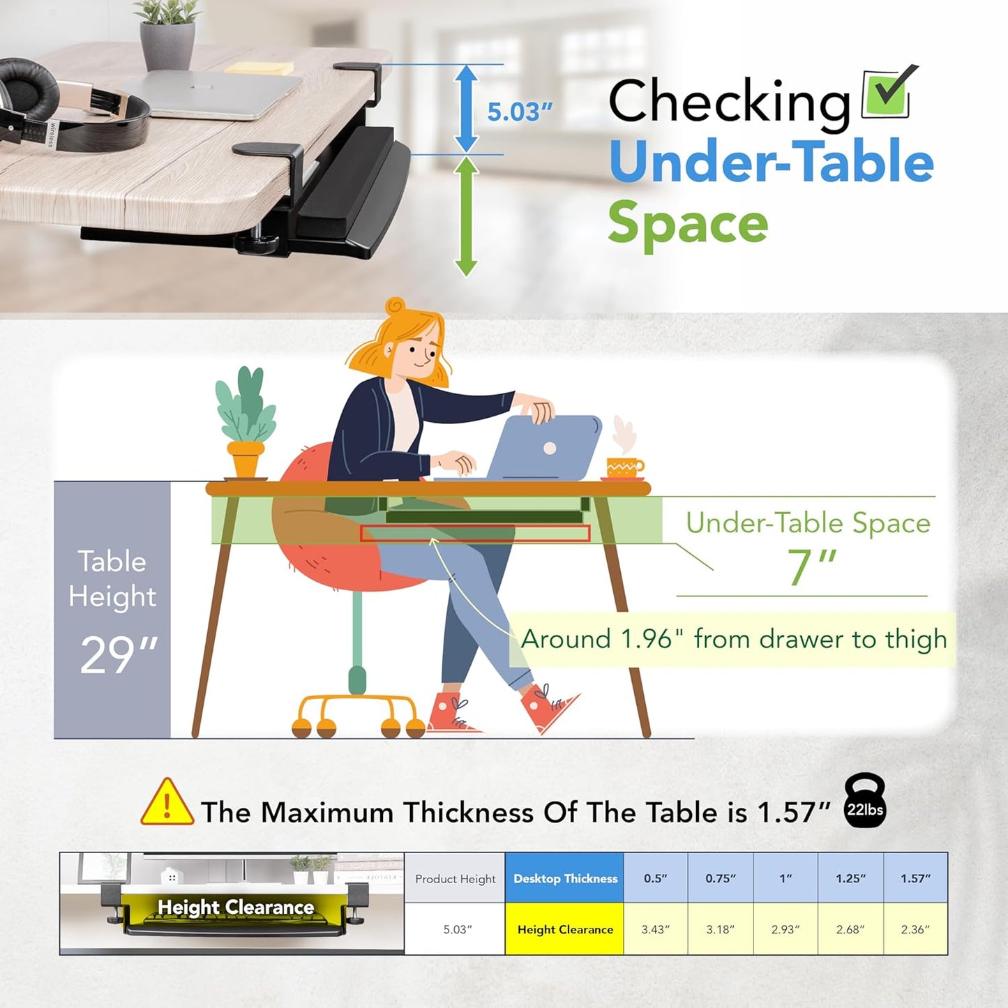 EHO Clamp-On Retractable Adjustable Keyboard Tray, Under Desk Ergonomic Keyboard Tray - Easy Tool-Free Install - Small with Wrist Rest 20" (24.8" Including Clamps) x 11.5" for Enhanced Typing Comfort