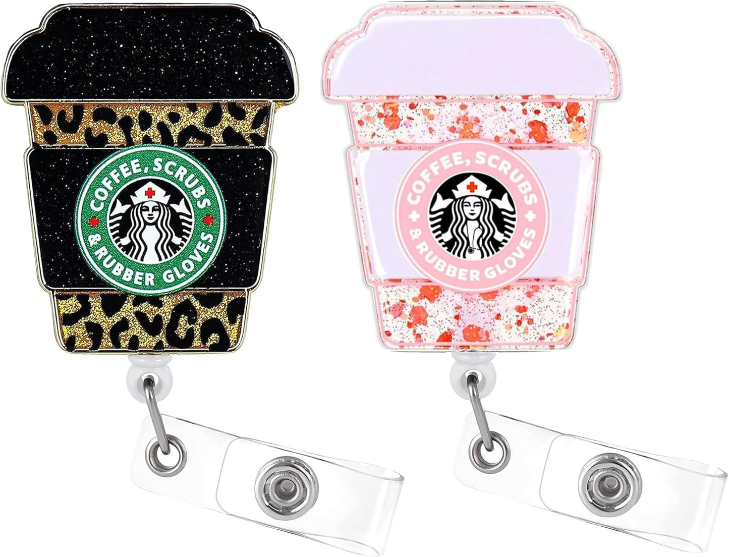 2Pcs Funny Cute Badge Reel Pink ER Badge Holder with Retractable Clip RN Badge Buddy LPN CNA MA Medical Worker NICU Nurse Operating Room Doctor ID Name Badge Clip Assistant Accessorie Nursing Student