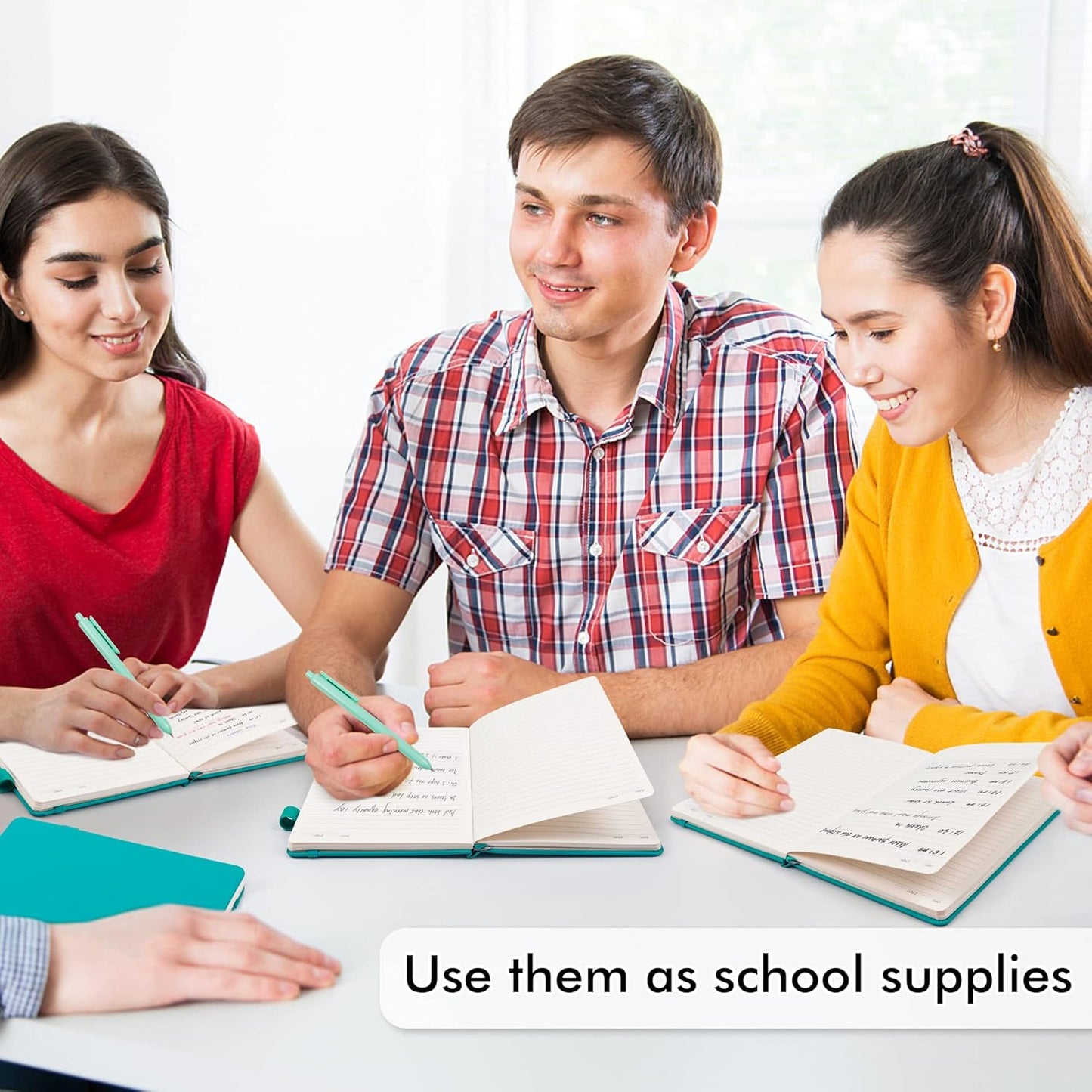 feela 18 Pack Journal Notebook for Work, Business Notebook Bulk Hardcover Lined Writing Journal with Pen Holder for Men Women Note Taking, with 18 Black Pens, 120 GSM, 5.1”x8.3”, A5, Emerald