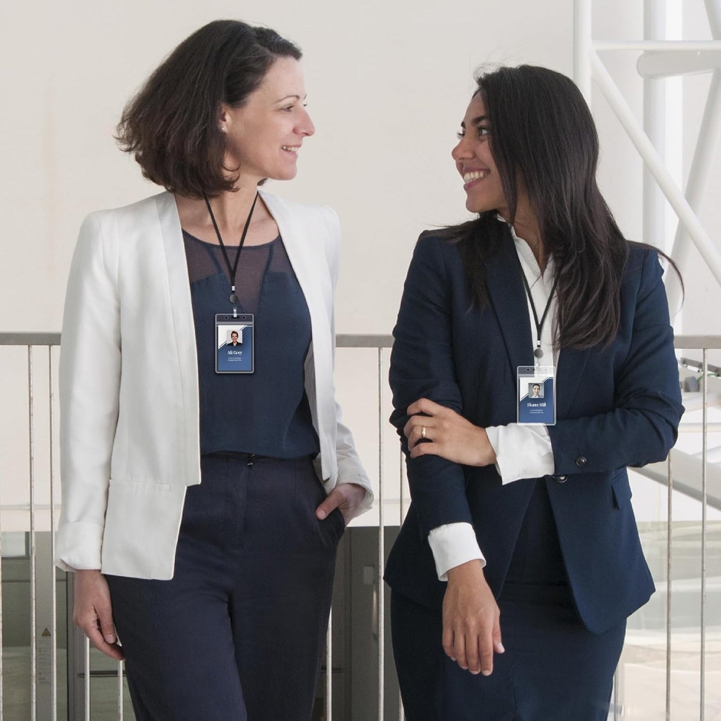 Will Well ID Badge Holders with Holes for Lanyards and Keyrings - Vertical Clear Plastic 2.5" x 3.7" Inner Size Sleeves Fit Up to 3 Cards, 0.8mm Thick Waterproof Resealable Zip Type - 6-Pack